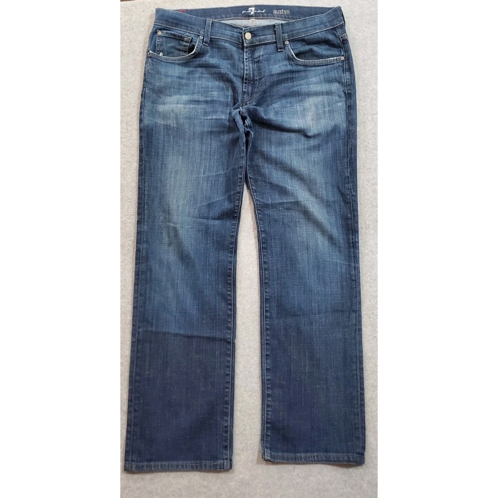 7 For All Man Kind Austyn Men‎ Jeans Size 36 Stretch Relaxed Straight Dark Denim
